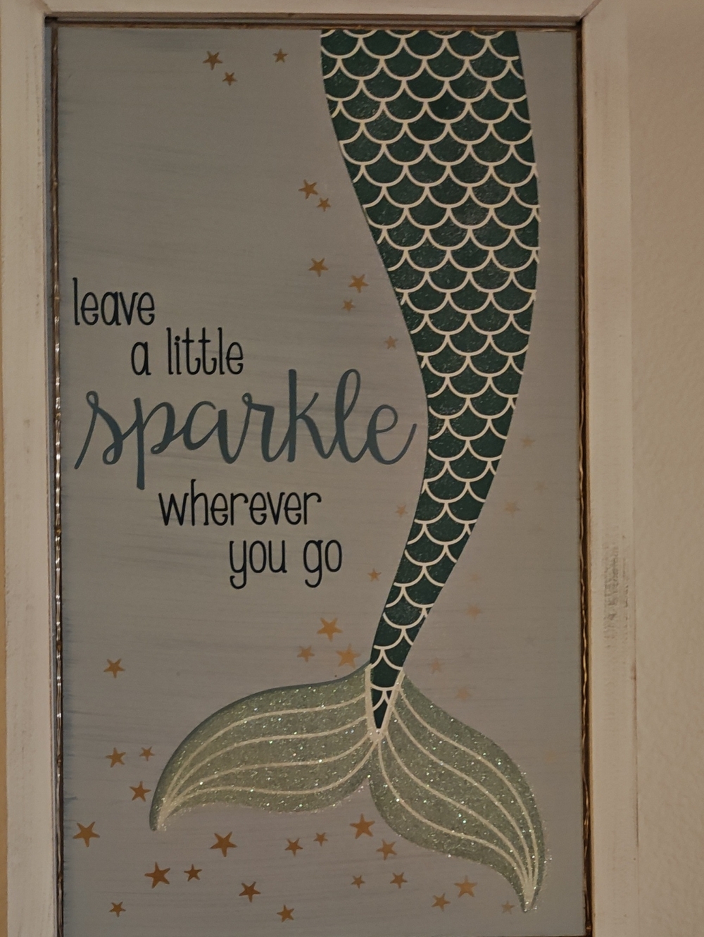 Sparkle Mermaid Tail Wall Art - Teal and Gold